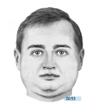 czarno- biały portret pamięciowy mężczyzny, który jest podejrzewany o oszustwo